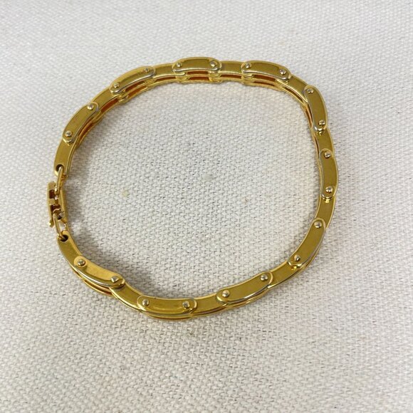 Napier Triple Link‎ Chain Bracelet Gold-Tone Marked Vintage Classic 7.5" - Picture 2 of 11